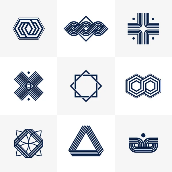 Abstrakcyjny Geometryczny Zestaw Wektorowy Symboli Liniowych Elementy Graficzne Tworzenia Logo — Wektor stockowy