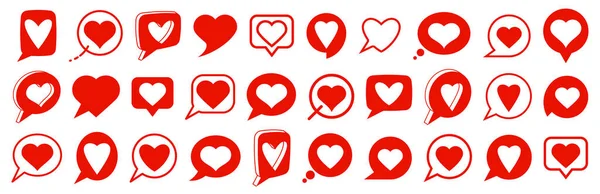 Hearts Speech Bubbles Vector Logos Icons Set Love Message Chat — Stock Vector