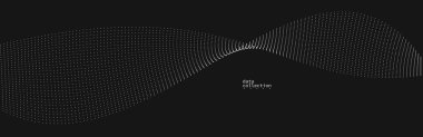 Koyu gri hava parçacıkları akış vektör tasarımı, dalgalı noktalar dizisi ile soyut arkaplan, dijital fütüristik çizim, nano teknoloji teması.