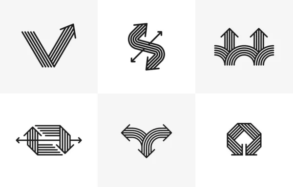 Concept Arrows Vector Logos Set Isolated Double Arrows Symbol Pictograms — стоковый вектор