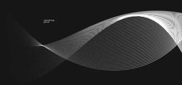 Onda Partículas Fuga Que Fluyen Vector Fondo Abstracto Líneas Curvas — Archivo Imágenes Vectoriales