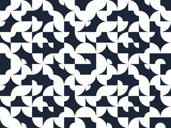 几何抽象无缝图案 黑白简单几何元素 壁纸背景复古70年代风格 包豪斯建设性风格瓷砖 — 图库矢量图片