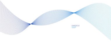 Hareket vektörü soyut arkaplan mavi noktalar, parçacıklar dizi dalgalı akış, hareket, teknoloji ve bilim illüstrasyonundaki eğri çizgiler.