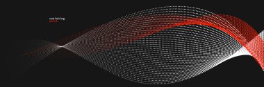 Pürüzsüz ve rahatlatıcı şekil vektörü soyut arkaplan akışkan parçacık dalgası, hareket halindeki eğri çizgiler, kırmızı ve siyah sükunet ve yumuşak resim.
