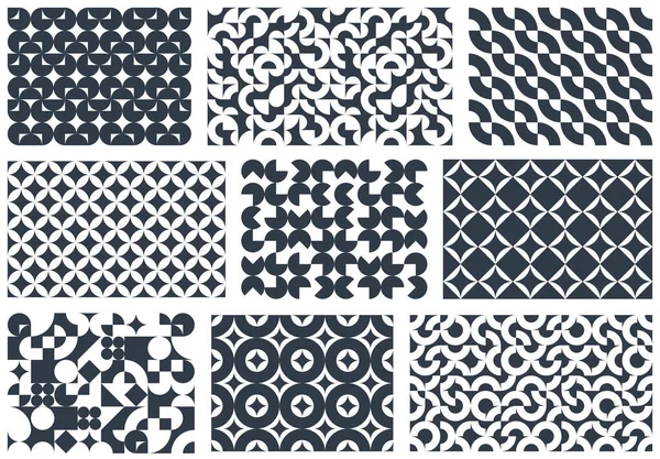 无缝几何图案集 墙纸或网站的抽象矢量背景或用黑白几何元素创建的包装纸打印 — 图库矢量图片