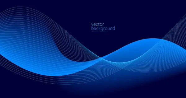 Tekoucí Tmavě Modrá Křivka Tvar Měkkým Gradient Vektor Abstraktní Pozadí — Stockový vektor