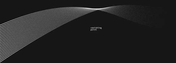 黒の上に流れる粒子の波と滑らかでリラックスした形状ベクトル抽象的な背景 動きのドットの曲線 静かで柔らかい画像 — ストックベクタ