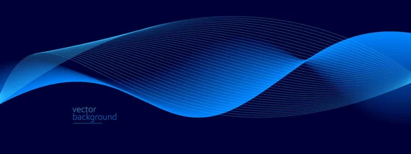 Flujo Forma Curva Azul Oscuro Con Suave Gradiente Vector Fondo — Vector de stock