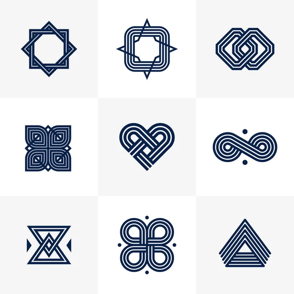 Graphic Design Elements Logo Creation Intertwined Lines Vintage Style Icons — стоковый вектор