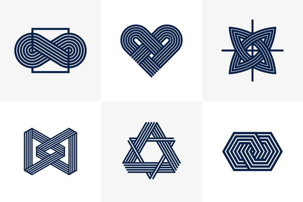 Graphic Design Elements Logo Creation Intertwined Lines Vintage Style Icons — Stockový vektor
