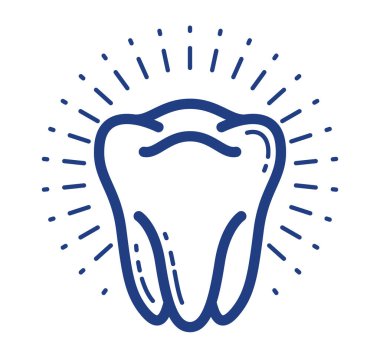 Sağlıklı diş vektörü doğrusal simgesi beyaz arkaplanda izole edildi.