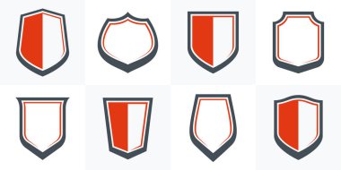 Classical shields collection vector design elements, defense and safety icons, empty and blank ammo emblems collection.