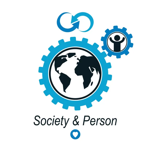 Logotipo Creativo Mundo Persona Símbolo Vectorial Único Creado Con Diferentes — Vector de stock
