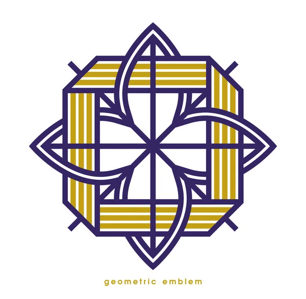 Abstrakcyjny Geometryczny Kwiat Kształcie Kwiatowego Symbolu Wektora Wyizolowany Białym Linii — Wektor stockowy