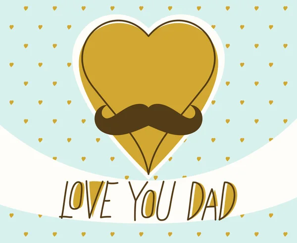 Herz Mit Schnurrbart Vater Lustiges Symbol Vektor Symbol Vatertagskonzept Grußkarte — Stockvektor