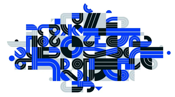 Абстрактная Геометрическая Композиция Векторного Дизайна Синий Цвет Изолированный Белом Современный — стоковый вектор