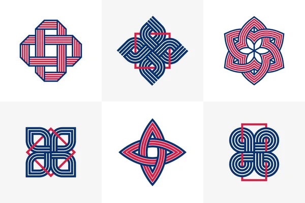Grafisk Design Element För Logotyp Skapande Sammanflätade Linjer Vintage Stil — Stock vektor