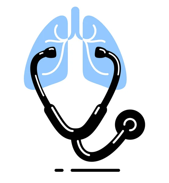 Stethoskop Mit Lungenvektor Einfaches Symbol Isoliert Über Weißem Hintergrund Illustration — Stockvektor