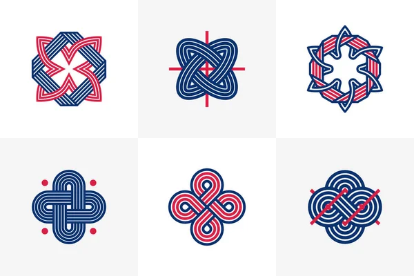 Elementos Diseño Gráfico Para Creación Logotipos Líneas Entrelazadas Colección Iconos — Archivo Imágenes Vectoriales