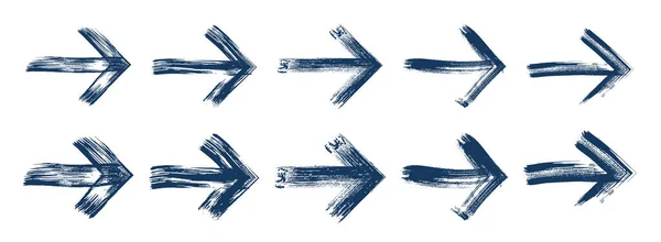 Flèches Dessinées Main Vecteur Grand Ensemble Coup Pinceau Naturel Doodle — Image vectorielle