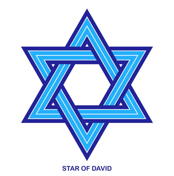 大卫之星古代犹太符号 用现代线性风格的矢量图标制成 用白色 六角形的星号或徽章隔开 — 图库矢量图片