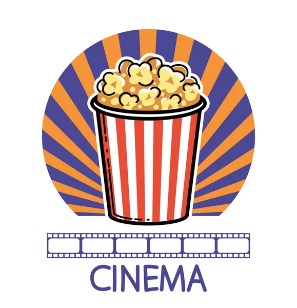 Эмблема Кино Кино Векторной Эмблемой Попкорна Иллюстрацией Изолированной Белом — стоковый вектор