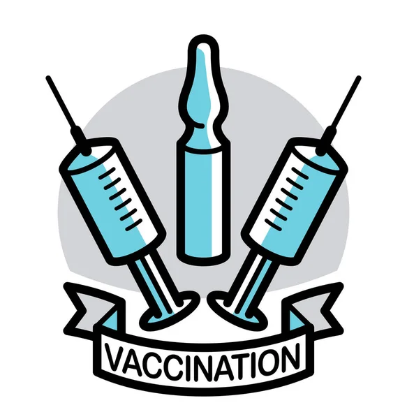 Vaccination Theme Vector Illustration Syringe Ampules Isolated White Epidemic Pandemic — Stock Vector