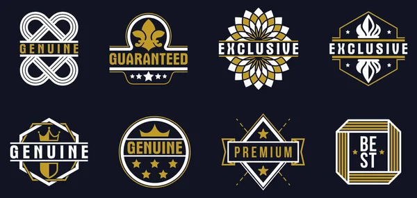 Premium Best Quality Vector Emblems Set Dark Badges Logos Collection — Stock Vector