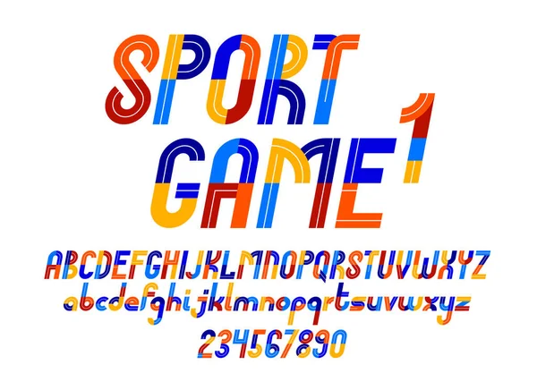 スポーツ幾何学的なフォントベクトル文字アルファベット スタイリッシュなレトロ幾何学的な書体デザイン ロゴの作成のために使いやすい — ストックベクタ