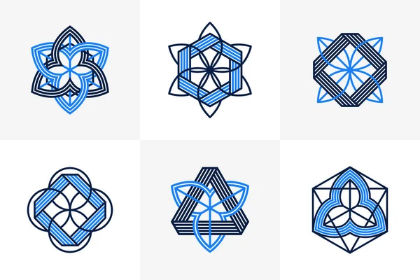 Elementos Diseño Gráfico Para Creación Logotipos Líneas Entrelazadas Colección Iconos — Archivo Imágenes Vectoriales