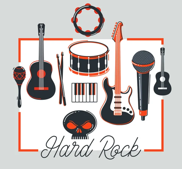 Affiche Vectorielle Groupe Musique Rock Illustration Plate Isolée Sur Fond — Image vectorielle