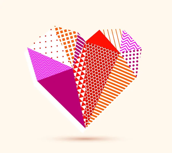 Низкий Поли Шаблон Геометрический Сердце Вектор Значок Логотип Графический Дизайн — стоковый вектор