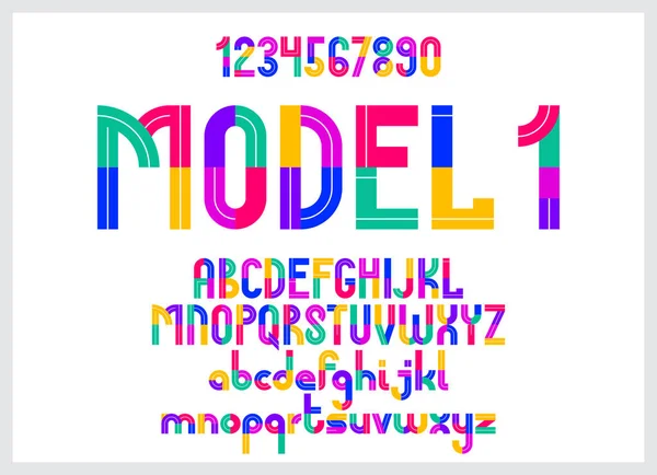 Çocuk Alfabesi Renkli Geometrik Vektör Yazı Tipi Harfleri Başlıklar Logo — Stok Vektör