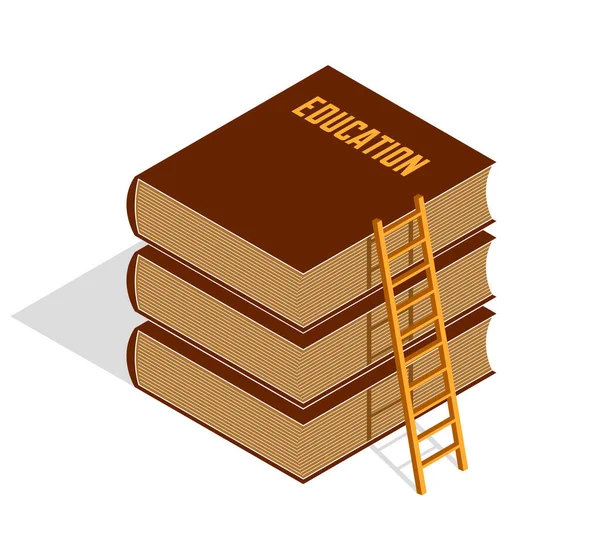 Education Knowledge Concept Shown Book Ladder Top Vector Concept Illustration — Stock Vector