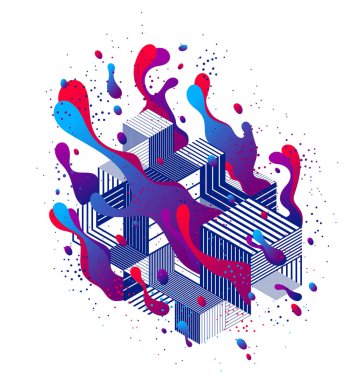 Sıvı renkli sıvı şekiller geometrik çizgiler vektör soyut grafik tasarım elementi, dinamik modern sanat akışı ve değişen formlar, gradyan lav kabarcıkları.