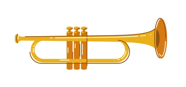 トランペット楽器ベクトルフラットイラスト白背景に隔離され 古典的な風の楽器 — ストックベクタ