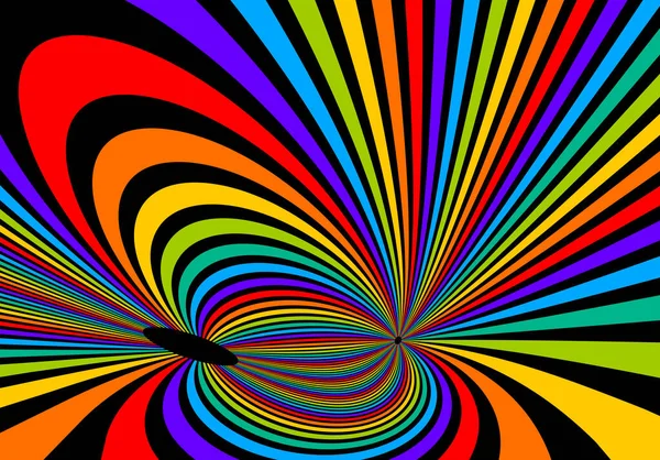 色彩斑斓的彩虹抽象矢量线迷幻的光学幻象图解 超写实主义的超三维线性曲线 疯狂扭曲的设计 药物幻觉错乱 — 图库矢量图片