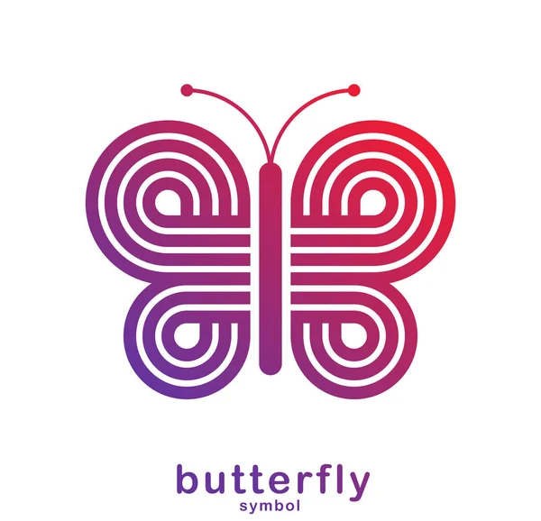 白い背景に隔離された蝶のエレガントな幾何学的な線形ベクトルシンボル 美容室やブティックや化粧品 女性的なエンブレムのための最高のロゴ — ストックベクタ