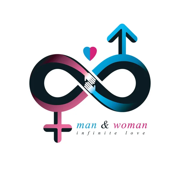 Sonsuza Dek Kavramsal Logosu Sonsuz Döngü Erkek Mars Bir Kadın — Stok Vektör