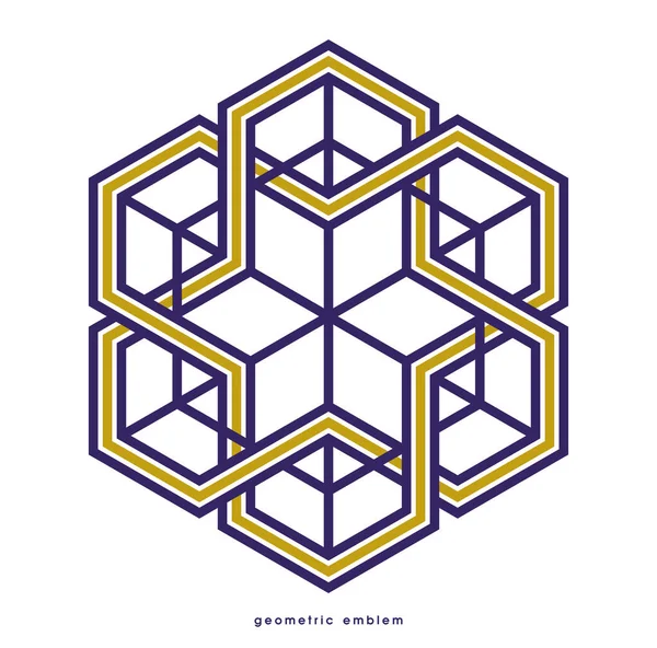 Geometrische Vector Lijn Kunst Logo Geïsoleerd Witte Abstracte Lineaire Hedendaagse — Stockvector