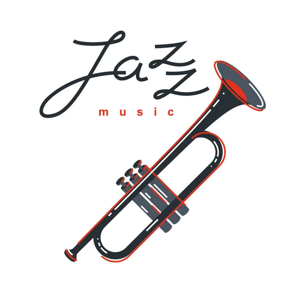 Μουσικό Έμβλημα Τζαζ Εικονογράφηση Φορέα Λογότυπου Επίπεδου Στυλ Απομονωμένη Λογότυπο — Διανυσματικό Αρχείο