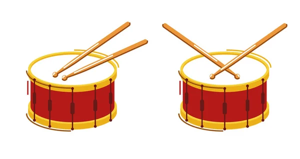 Drummuziekinstrument Vector Platte Illustratie Geïsoleerd Witte Achtergrond Snare Drum Ontwerp — Stockvector