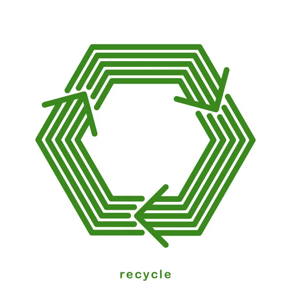 Recycle Vector Hexagon Geometric Icon Modern Geometric Linear Style Isolated — Stock Vector