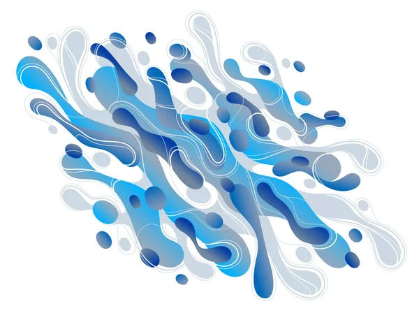 Hareket Vektörü Soyut Grafik Tasarım Elementinde Akışkan Mavi Sıvı Şekiller — Stok Vektör