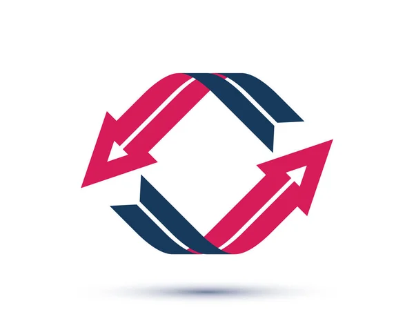 Loop Arrows Vector Logo Sign Double Arrows Refresh Symbol Teamwork — Stock Vector