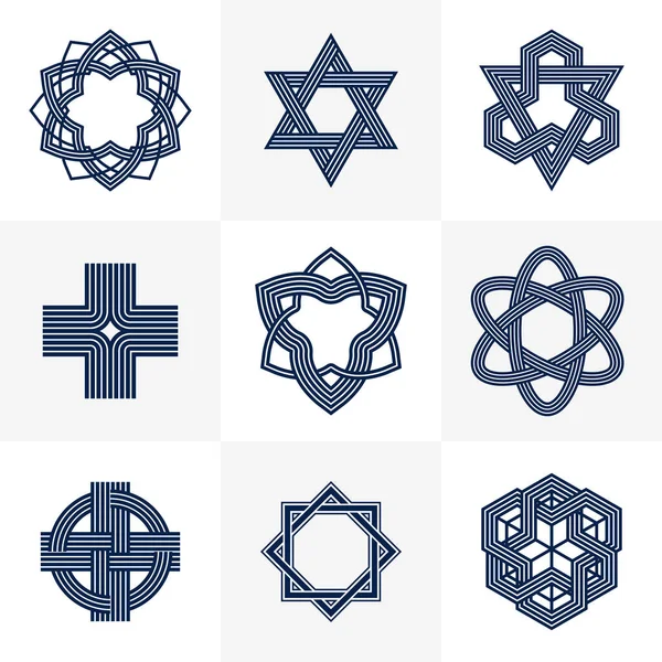 Abstract Geometric Linear Symbols Vector Set Graphic Design Elements Logo — Vector de stock