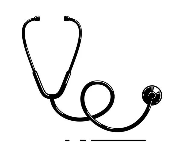 Stethoskop Vektor Einfaches Symbol Isoliert Über Weißem Hintergrund — Stockvektor