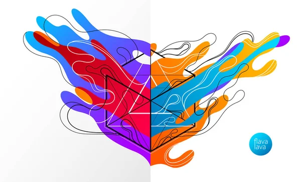 Fluides Formes Liquides Colorées Mouvement Avec Des Lignes Géométriques Vecteur — Image vectorielle
