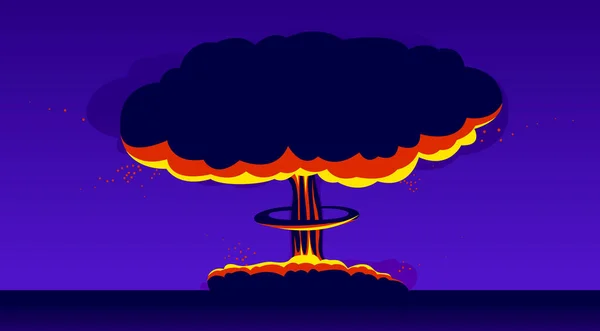 Nucleaire Explosie Vector Illustratie Apocalyps Thema Wereldoorlog Atoombom Paddestoel Armageddon — Stockvector