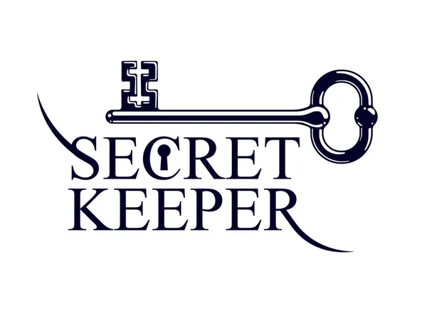 Винтажные Ключ Изолированы Белом Векторный Логотип Знак Символизируется Хранится Секрете — стоковый вектор